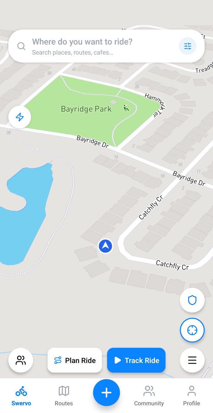 Home map with search, Plan Cruise and Track Cruise